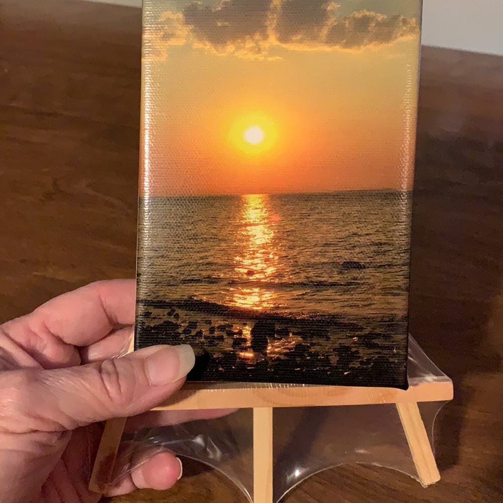Michigan Canvas Sunset Photo with Easel New